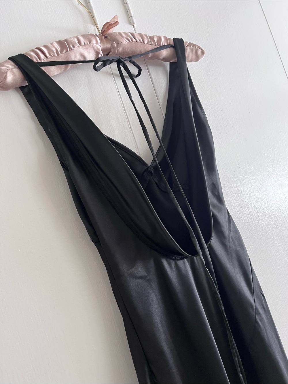 JS Collections Black Satin Maxi Dress